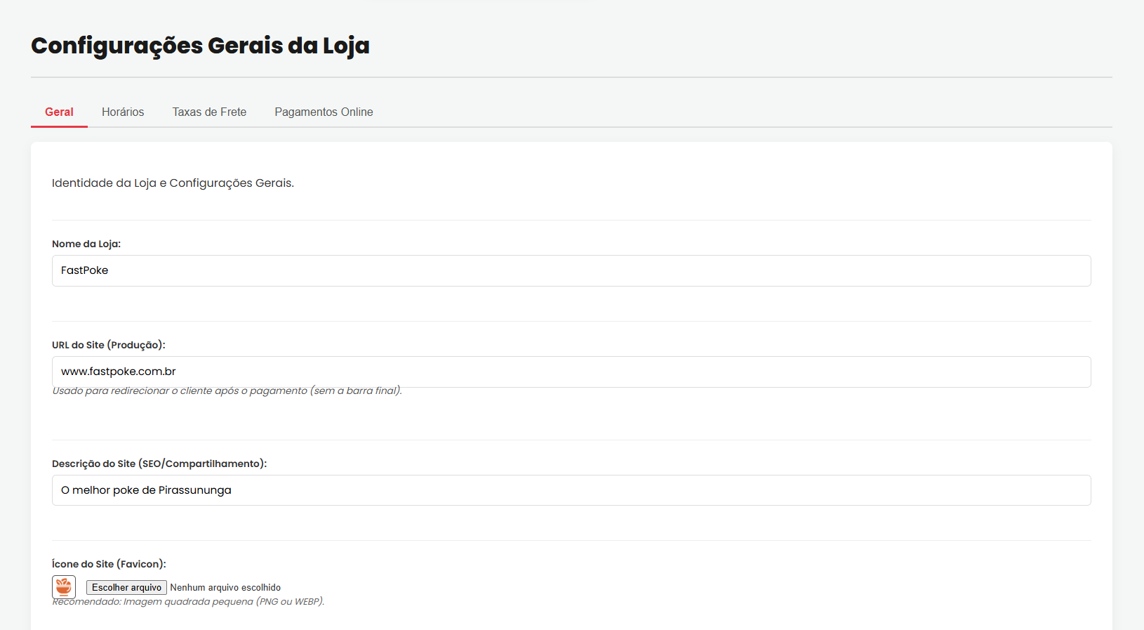Configurações - Admin
