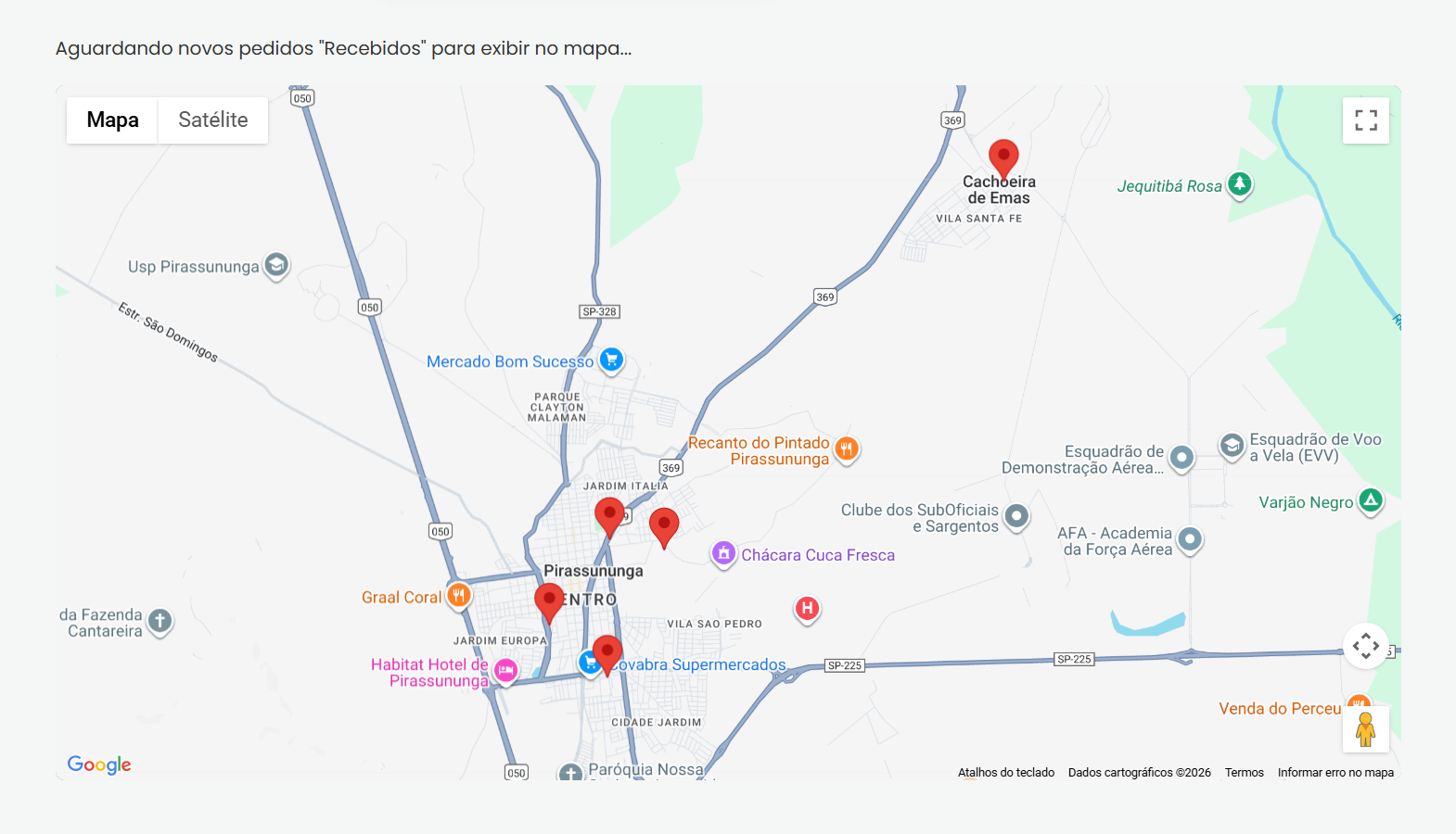 Mapa de pedidos - Admin